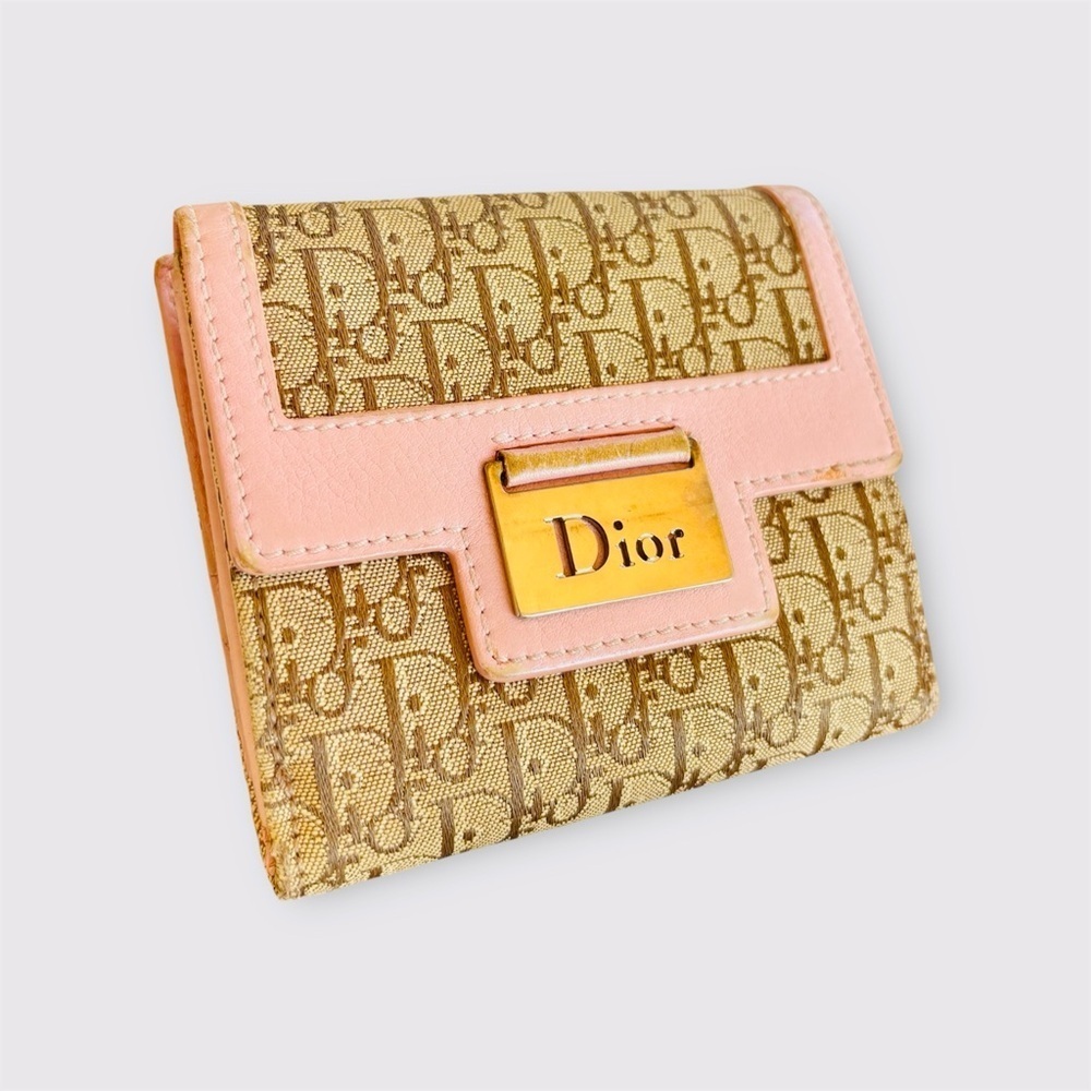 DIOR Oblique Trotter Wallet Pink Trim w/ Box and Card Y2K COA Included